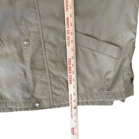 Eddie Bauer Coat Jacket Men's Large Tan Navy Chore Barn Full Zip Snap Pockets - Picture 5 of 10